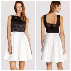 Karen Millen Satin Check fit n flare dress